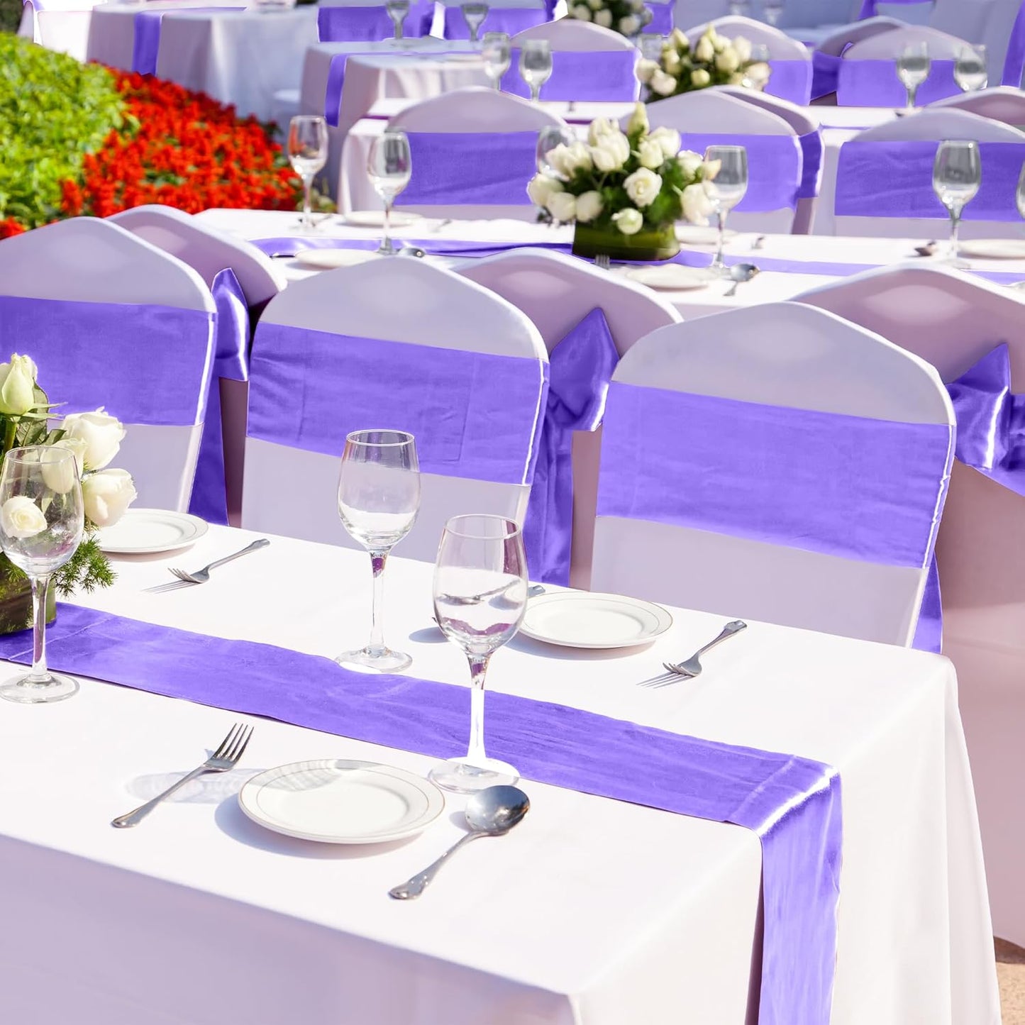 Aneco 12 Pack Satin Table Runner 12 x 108 Inch Pastel Rainbow Long Wedding Satin Silk Table Runner for Wedding Banquet Graduations Birthday Party Decoration