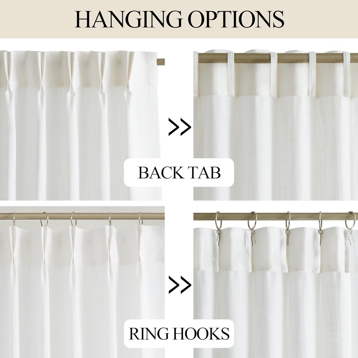 Vision Home White Pinch Pleated Semi Sheer Curtains Textured Light Filtering Window Curtains 84 inch for Living Room Bedroom Patio Rayon Blended Pinch Pleat Drapes with Hooks 1 Panel 60" Wx84 L