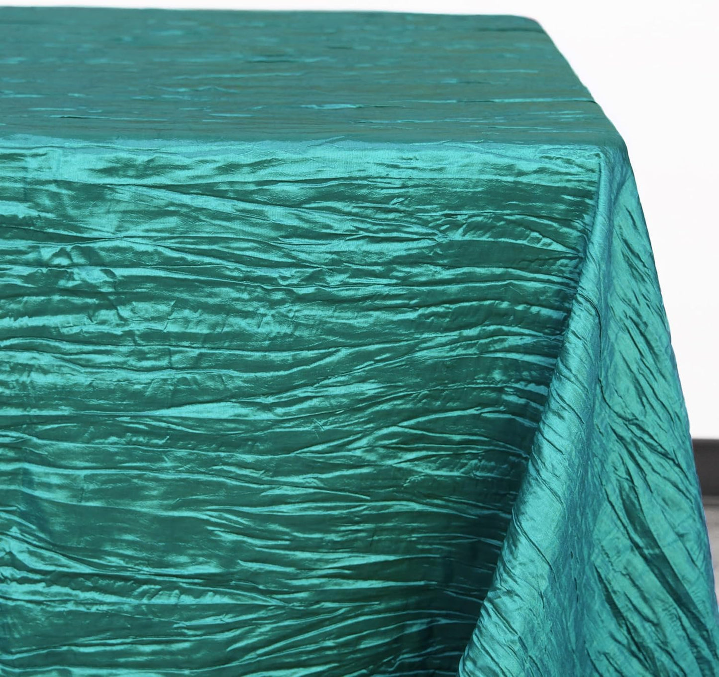 YOUR CHAIR COVERS - 90 x 132 inch Rectangular Crinkle Taffeta Tablecloth - Teal, Rectangle Table Linens for 6 ft Rectangular Tables, Wedding Crushed Table Cloth