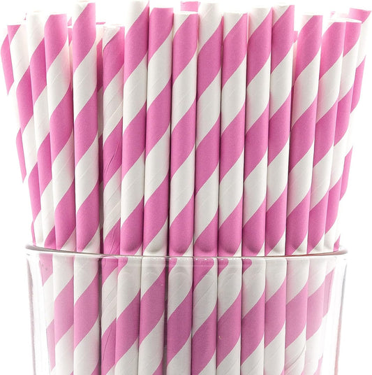 Pack of 900 Baby Pink Swirls Biodegradable 4-Ply Paper Drinking Straws (Compostable, Non-toxic, BPA-free)
