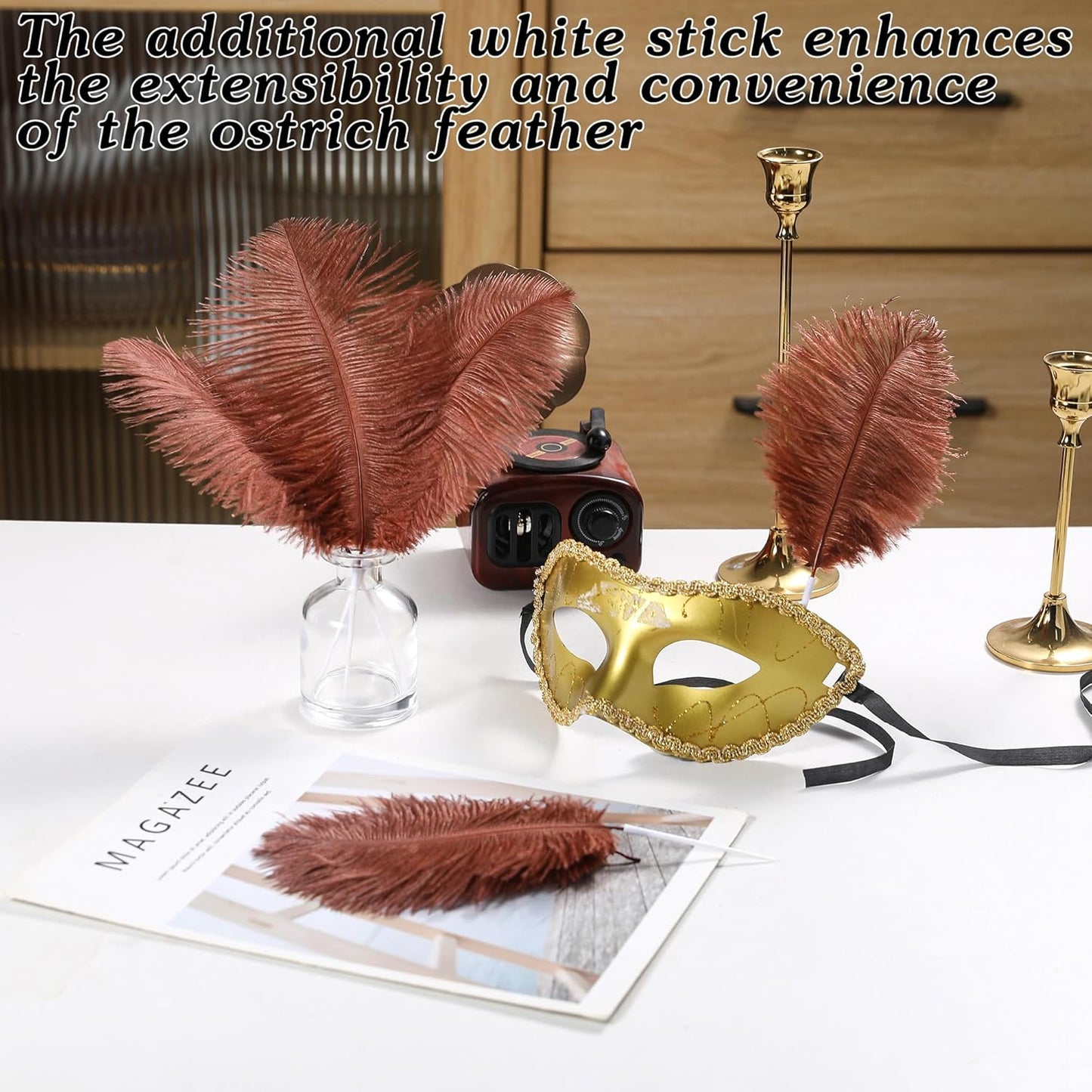 SOGUGOM Brown Craft Ostrich Feathers - 30PCS 8-10 inch Ostrich Feathers Kit for Centerpieces, Kindergarten Crafts, Dream Catchers and DIY Projects(Brown)