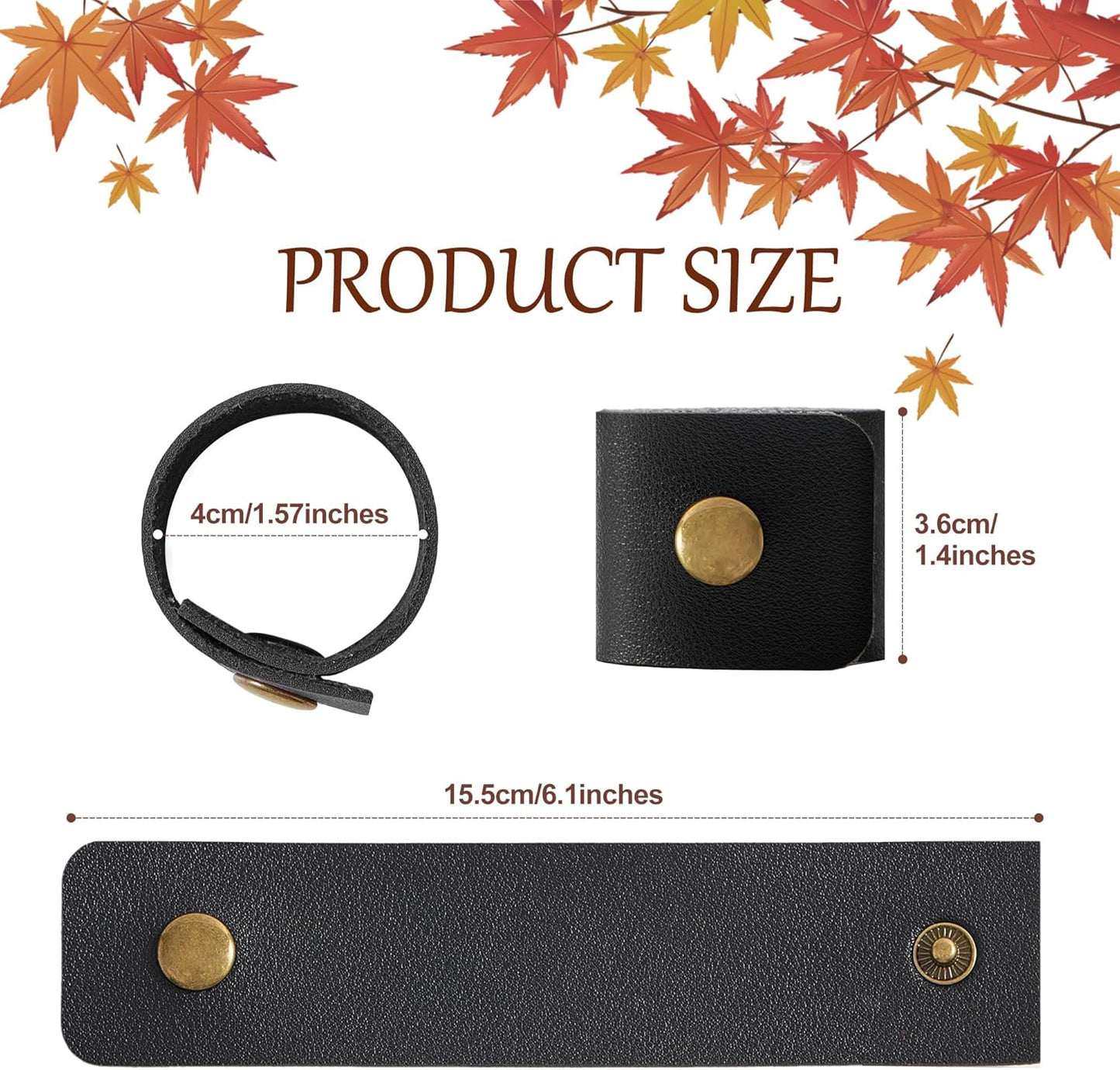 APTWOW Leather Napkin Rings Set of 12 - Fall Thanksgiving Napkin Holder, Black Halloween Vintage Farmhouse Napkin Rings Bulk for Wedding Party Birthday Banquet Table Decor and Daily Use