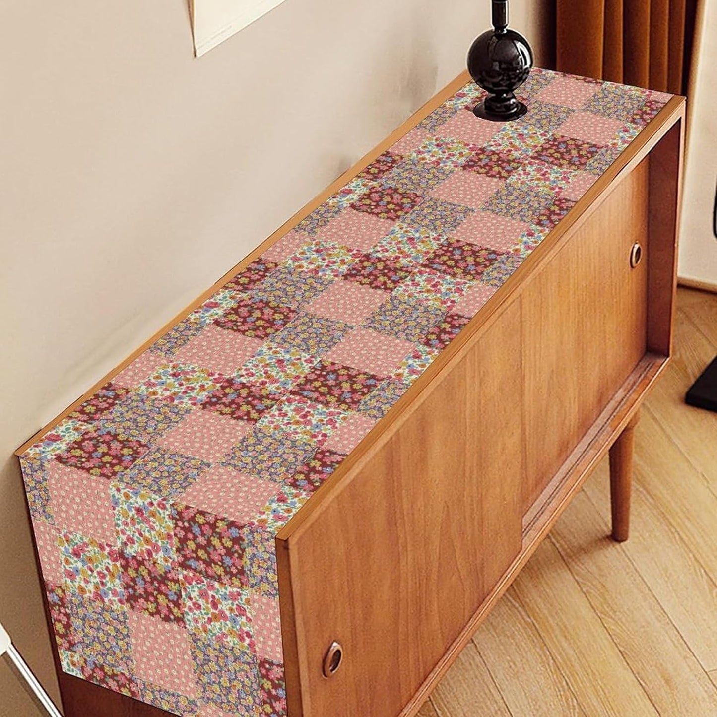 Boho Patchwork Table Runner, Vintage Farmhouse Colorful Wildflowers Bohemian Paisley Flower Table Center Decor for Home Kitchen Dining Patio Holiday Party Indoor Table Decorations, 13"x90" Inch