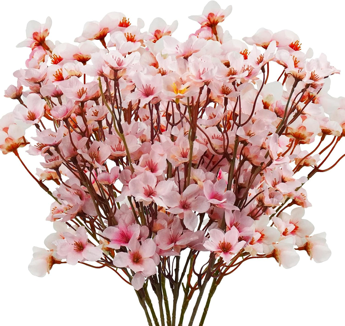 Uieke 8Pcs Artificial Cherry Blossom Flowers, Silk Cherry Blossom Branches, Fake Plum Blossom Flowers Arrangement for DIY Home Wedding Tree Party Decor Pink