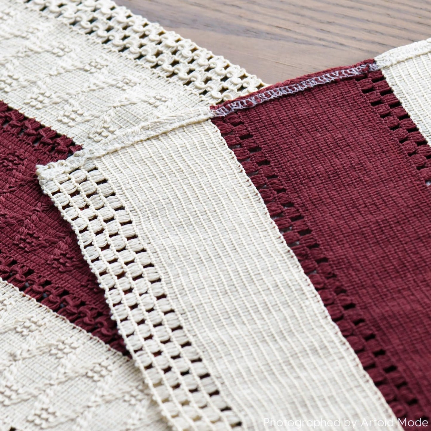 Artoid Mode Red Farmhouse Rustic Table Runner, Seasonal Holiday Hollow Kitchen Dining Table Decoration for Home Party Decor 12x72 Inch