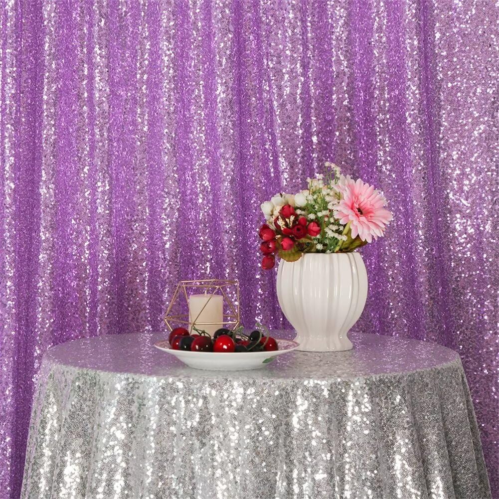 Eternal Beauty Lavender Sequin Backdrop, 8x10 Ft Glitter Background Curtains for Shimmer Photography Party Wedding Birthday Back Drop Decor