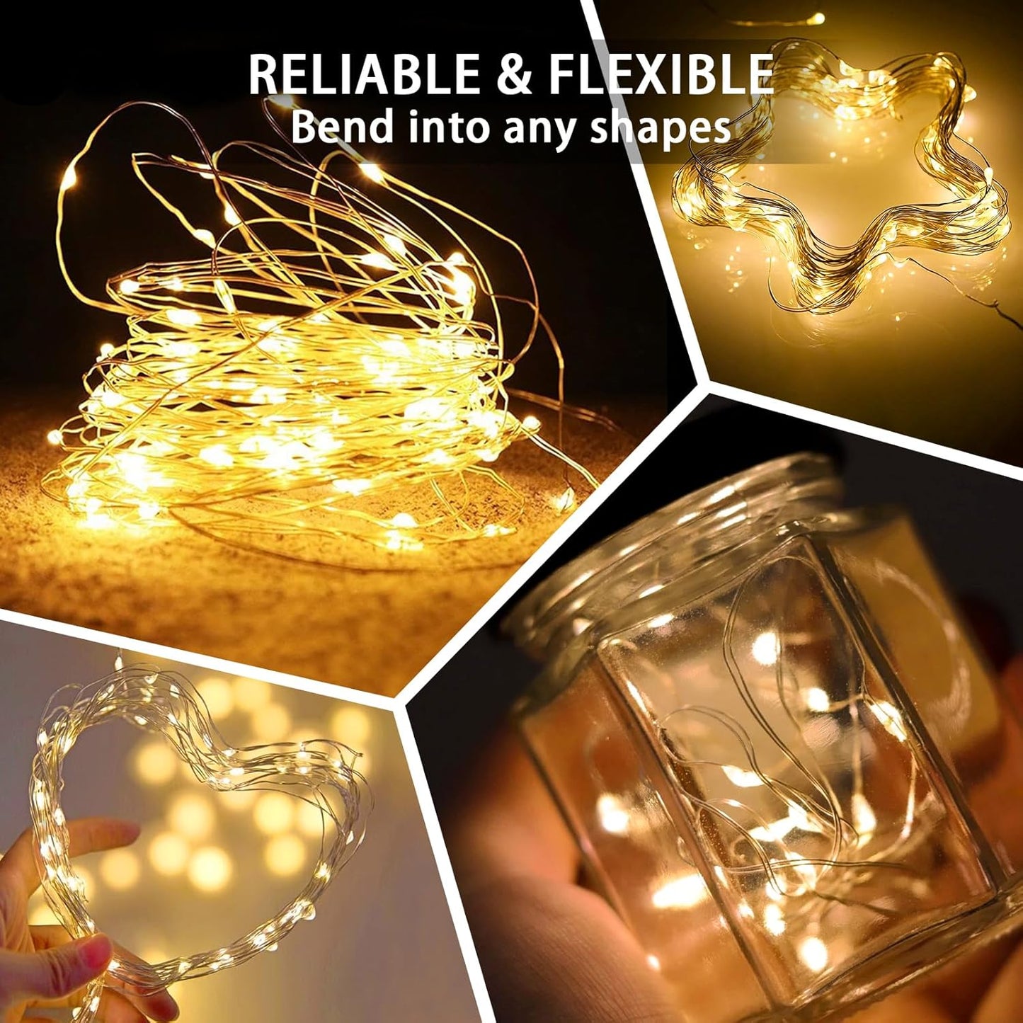 8 Pack Fairy Lights 7Ft 20 LED Twinkle String Lights 3 Modes Battery Operated Waterproof Firefly Starry for Mason Jar Party Wedding Christmas Valentines Day Table Centerpieces,Warm White