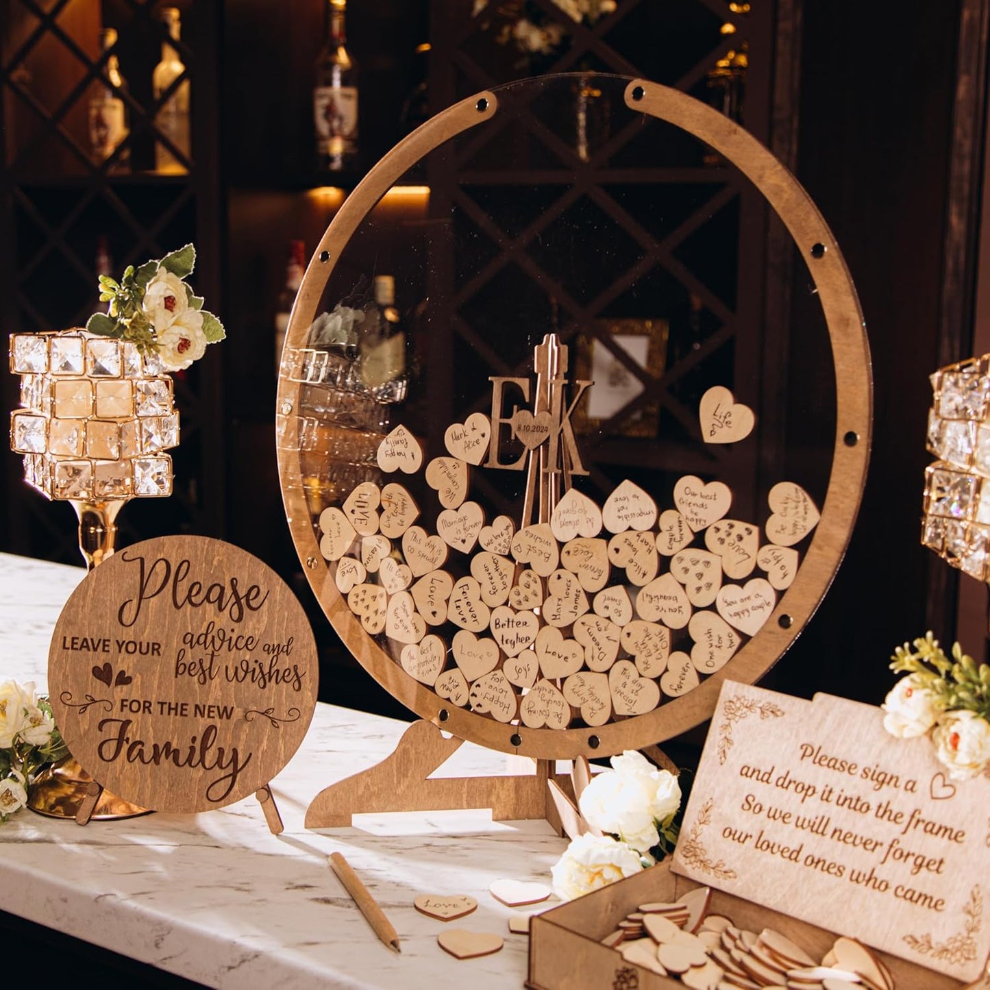 Rustic Wedding Guest Book - Heart Frame Wedding Guest Book - Guest Book Sign - from 30 to 300 Guests - Wedding Decor - Wooden Drop Box - Handcrafted - Personalized Wedding Guest Book Alternative