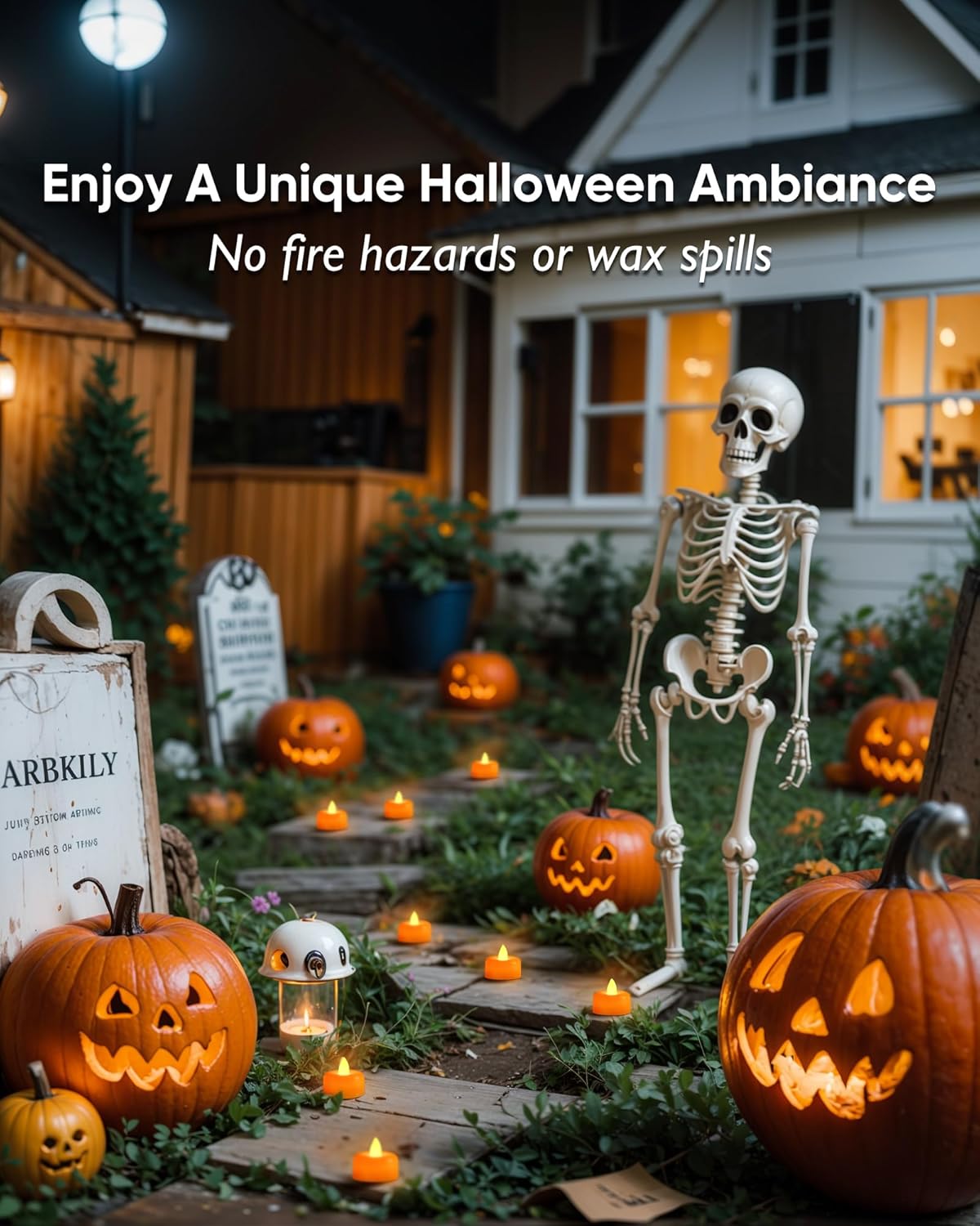 Amagic 24 Pack Halloween Orange Flameless LED Tea Lights Candles Battery Operated, Electric Fake Tealight Candles for Votive, Wedding, Table Centerpiece, Party, Holiday Decor, Christmas