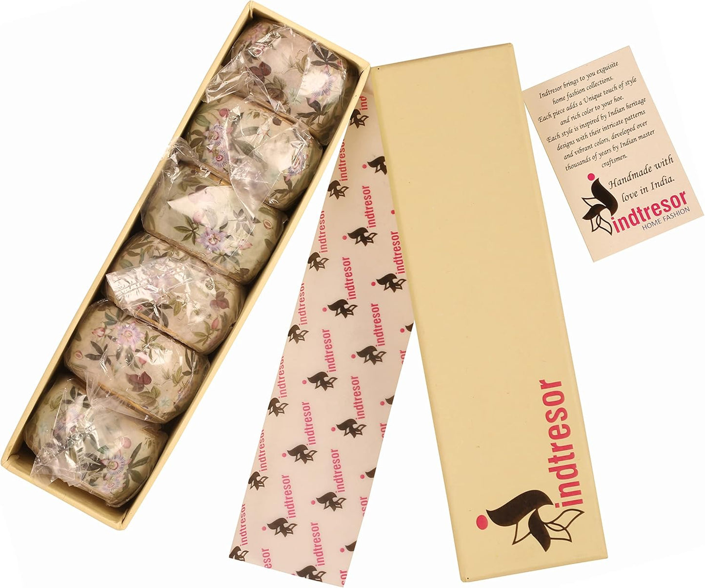 Gorgeous Beautifully Handcrafted Eye Catching Colorful Floral Petals Patterns Large Size Gold Tone Party Dining Table Napkin Holders (Set of 6)