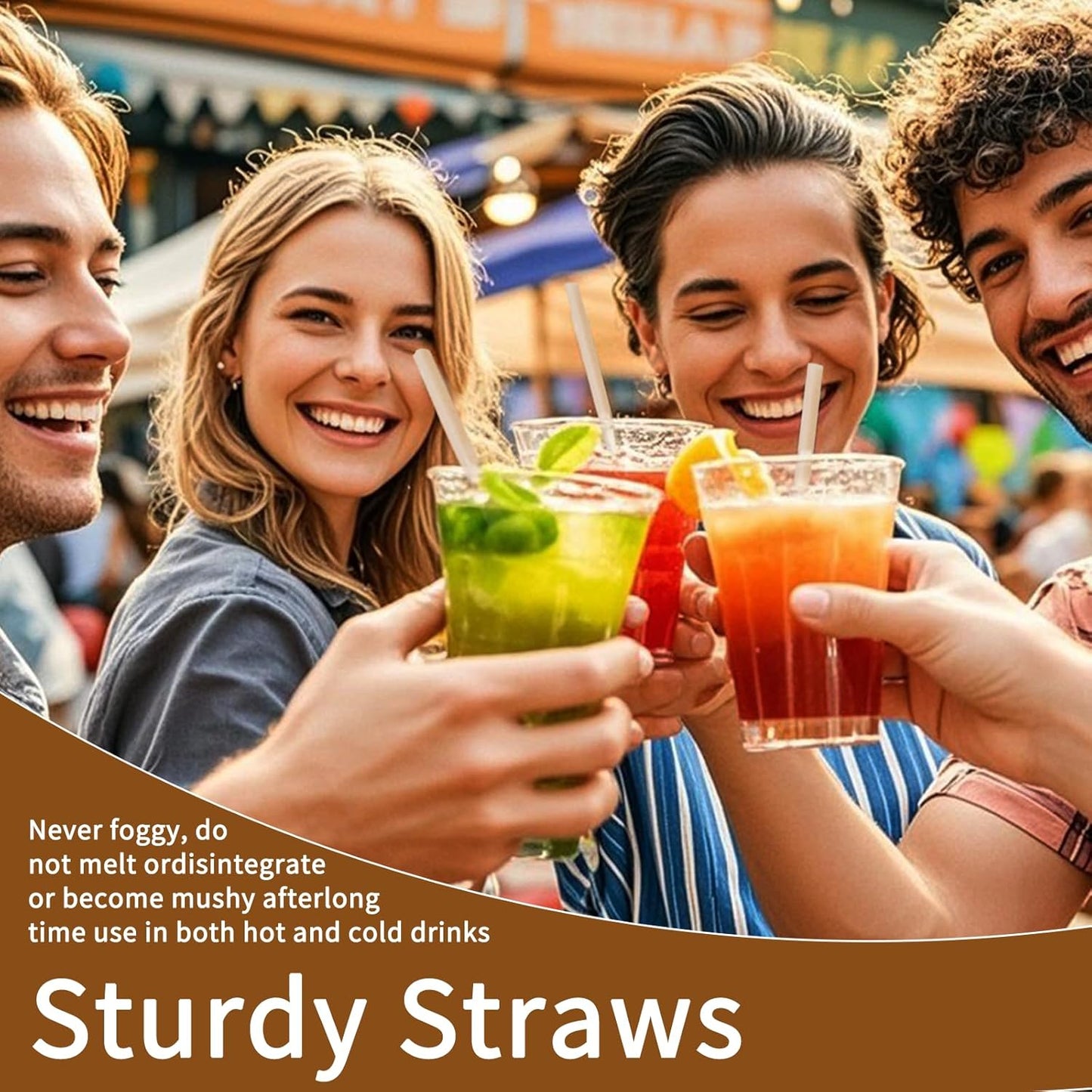 200 Pcs Sugarcane Straws Disposable, 8 In Drinking Agave Long Edible Compostable Biodegradable Cocktail Straws, Natural Brown Juice Coffee Tea Bulk Straw, Sturdy Straw for Drinks Home Restaurant