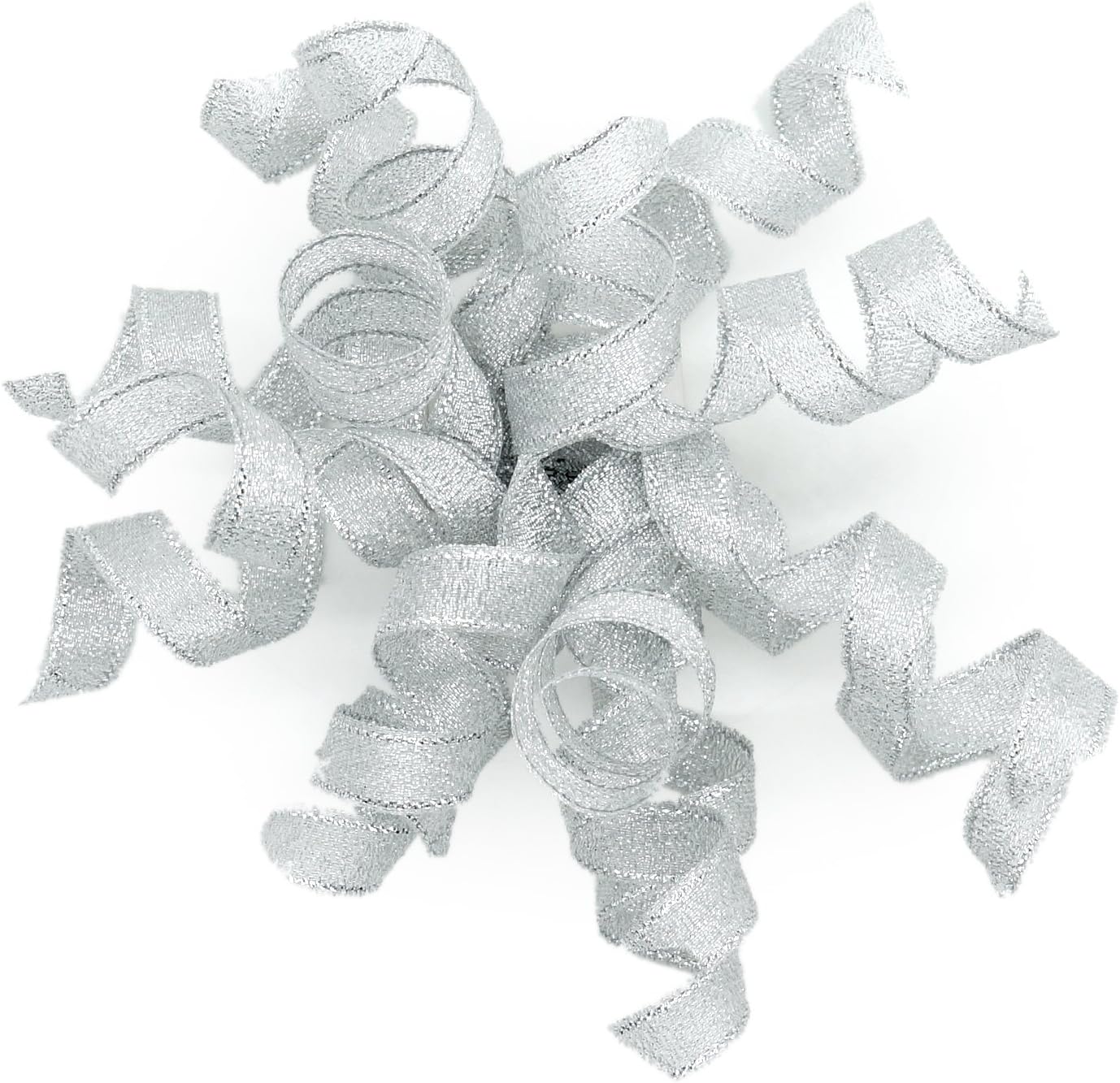 CT CRAFT LLC Silver Metallic Burst Curly Ribbon Bow 4" Wide x 6 Counts Gift Wrapping Pre-Tied Self-Adhesive Tab for Birthday Present Box Wine Bottle Baby Shower Party Christmas Hanukah