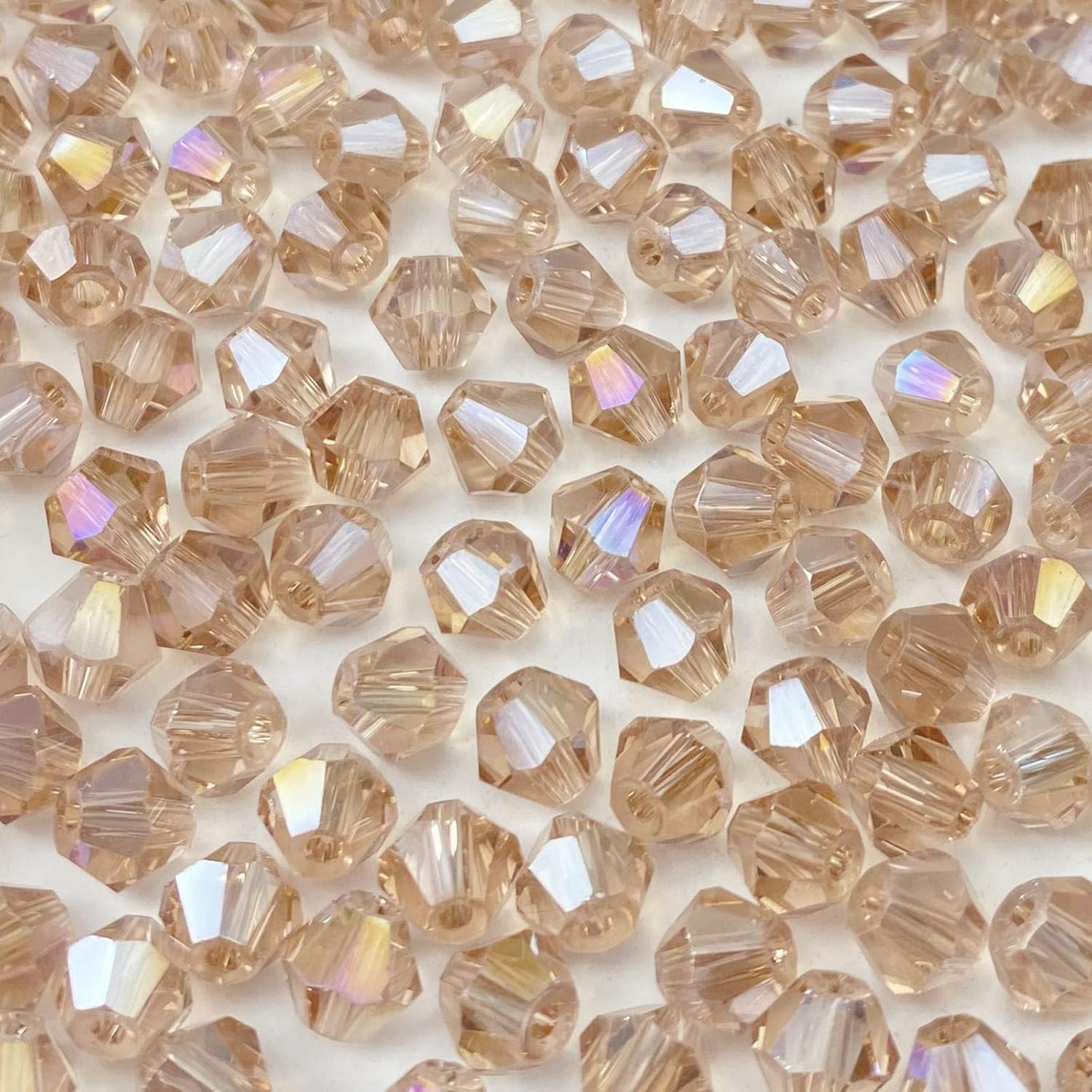 400pcs 4mm Bicone Crystal Glass Beads Loose Spacer Beads Faceted Craft Beads for Jewelry Making DIY Necklace Bracelet Earring Wind Chimes Suncatchers Ornamen(Silver Champagne AB)