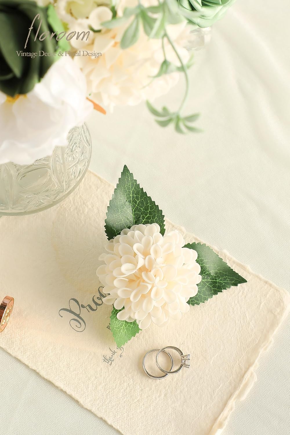 Floroom Sage Green Artificial Flowers Fake Roses Peonies Dahlia Greenery Combo Box Set for DIY Wedding Bouquets Bridal Shower Centerpieces Floral Arrangements Party Tables Home Decoration