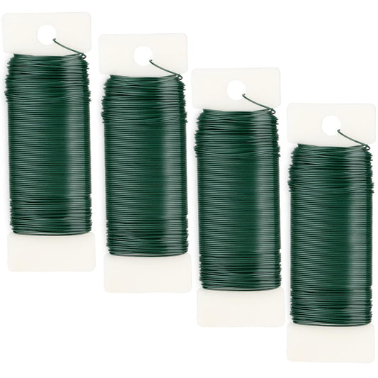 4 Rolls Green Floral Wire - 152 Yards, 22 Gauge, Flexible, for Flower Arrangement, Garland, Wreaths, Plant Crafts