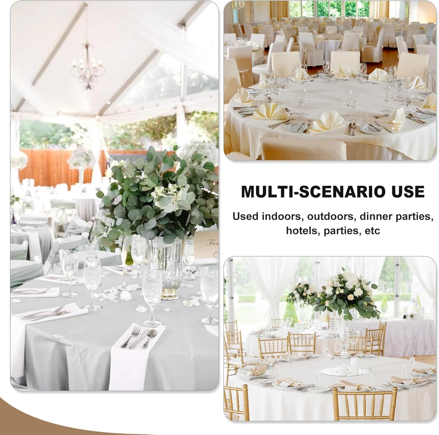 Fitable 6 Pack Ivory Round Table Clothes - 70 Inches in Diameter - Stain Resistant and Washable Tablecloths, Polyester Fabric Table Covers for Wedding, Party, Banquet, Gathering