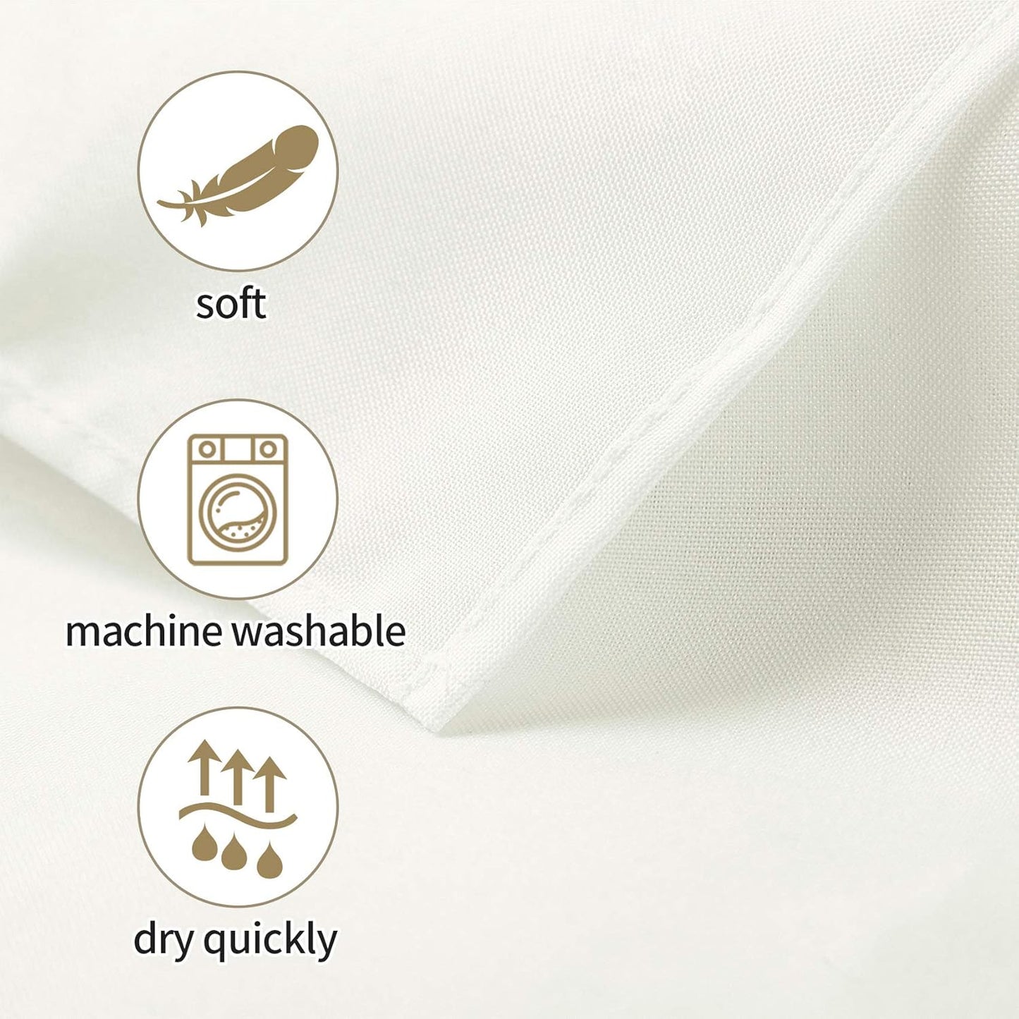 Ascoza 2pack 60x84 Inch Ivory Rectangular Tablecloth 4 Feet Table Cloth in Polyester Fabric for Wedding/Banquet/Restaurant/Parties