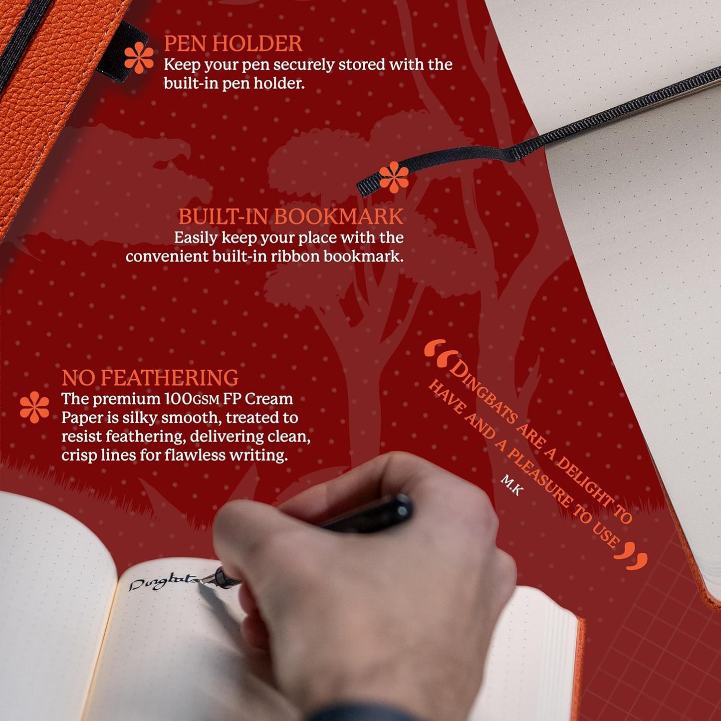 Dingbats* Wildlife Plain Writing Journal Notebook A5 - Vegan Leather Hardcover - Ideal for Work, Travel - Pocket, Elastic Closure, & Bookmark