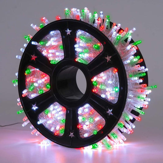 JMEXSUSS 500 LED Red White and Green Christmas Lights, 8 Modes 163ft String Light Plug in with Remote Control, Clear Wire Christmas String Lights Outdoor Waterproof for Outside Tree Yard Wedding