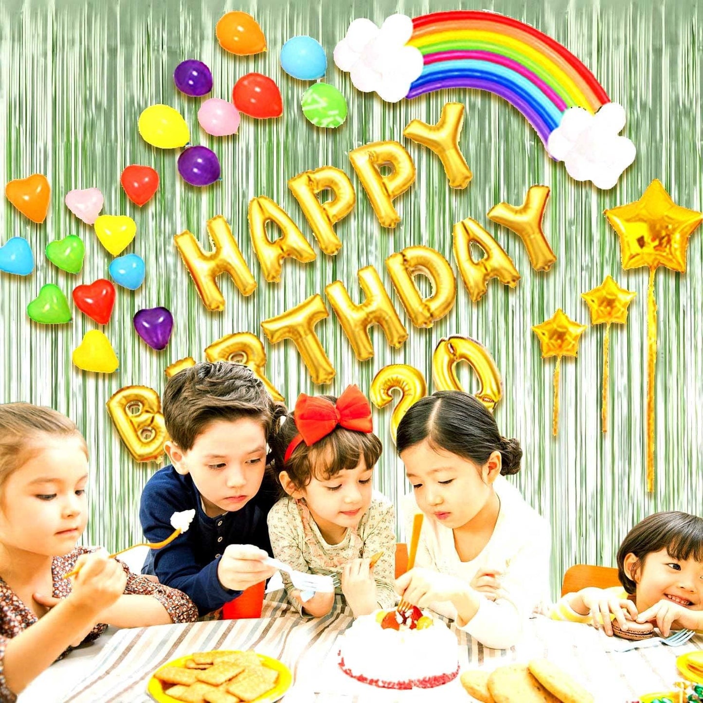 4 Pack Light Green Foil Fringe Curtain Backdrop, 3.28Ft x 8.2Ft Metallic Tinsel Foil Fringe Streamer Curtains for Photo Booth Props, Birthday, Wedding, Christmas Decorations Party Supplies New