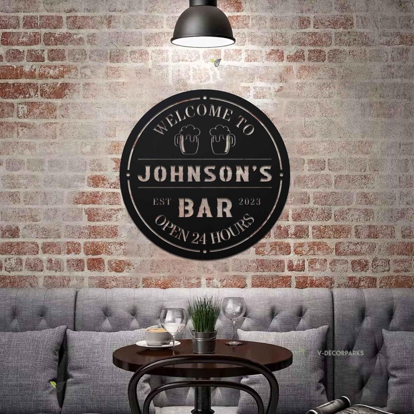 Personalized Bar LED Metal Art Sign Bar Metal Sign Custom Bar Sign Beer Bar Metal Wall Art Beer Mug Cheers Name Sign Bar Pub Decoration