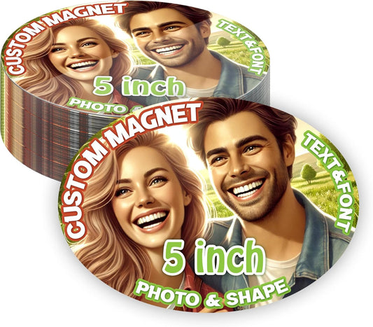 KETABAO – 5" Personalized Oval Magnetic Photo Picture Frames - Custom Refrigerator and Car Magnets for Decorations and Gifts