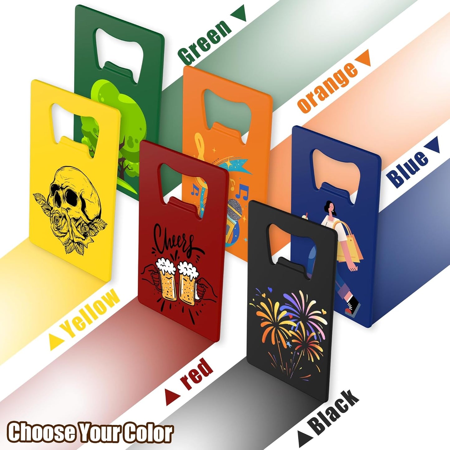 4-100 Pcs Personalized Bottle Opener, Custom Stainless Steel Credit Card Bottle Opener, Full Color Print for 6 Color, Design Your Text Logo for Bar, Wedding, Anniversaries, Party (Orange)