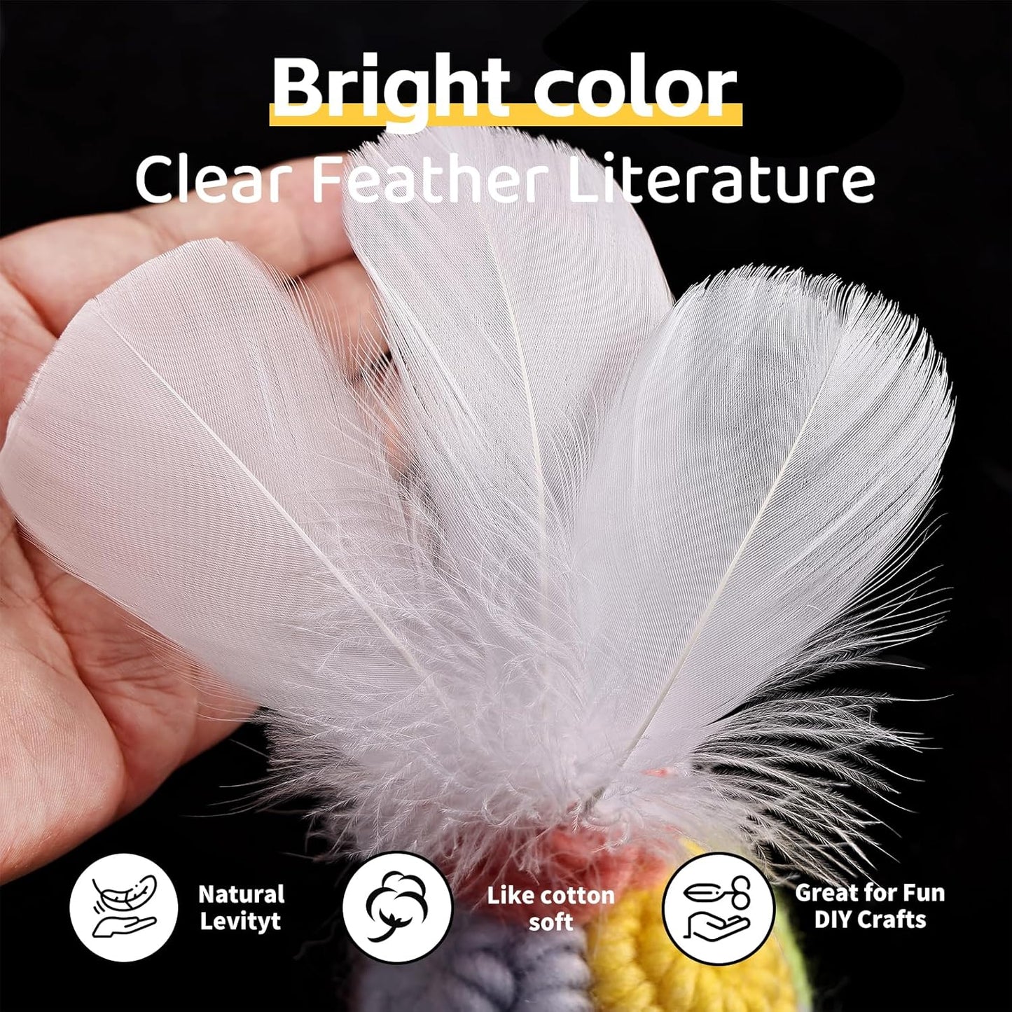 THARAHT 360pcs White Feathers 3-5 inch Craft Feathers Assorted Rainbow Colors Feathers for Kids for DIY Handmade Wedding Home Party Decorations Natural Feather