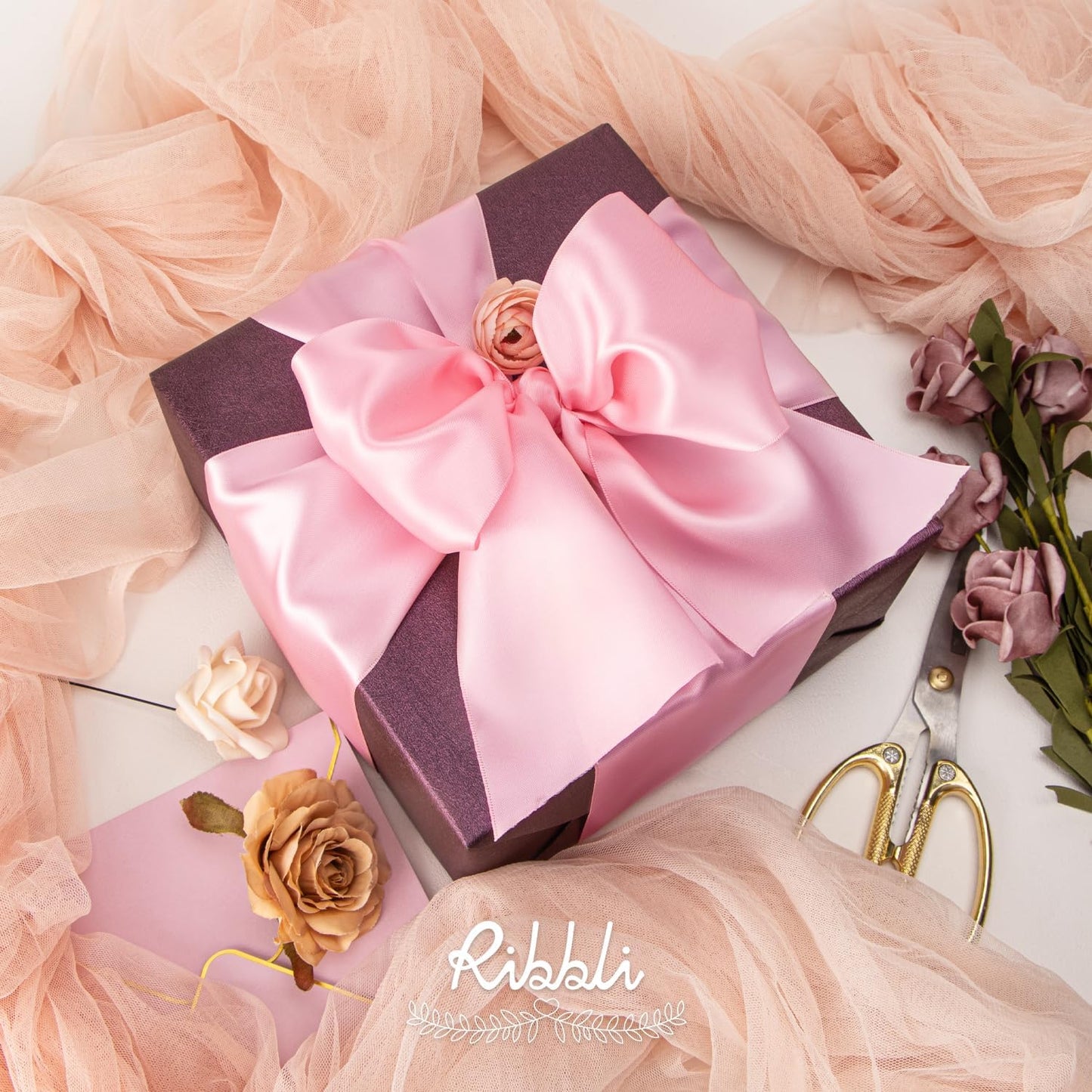Ribbli Pink Satin Ribbon 4 Inch Wide Pink Ribbon for Wedding Chair Sash Grand Opening Ceremony Big Bows Gift Wrapping Floral Crafts Cake Decor-Double Faced Satin Continuous 10 Yards