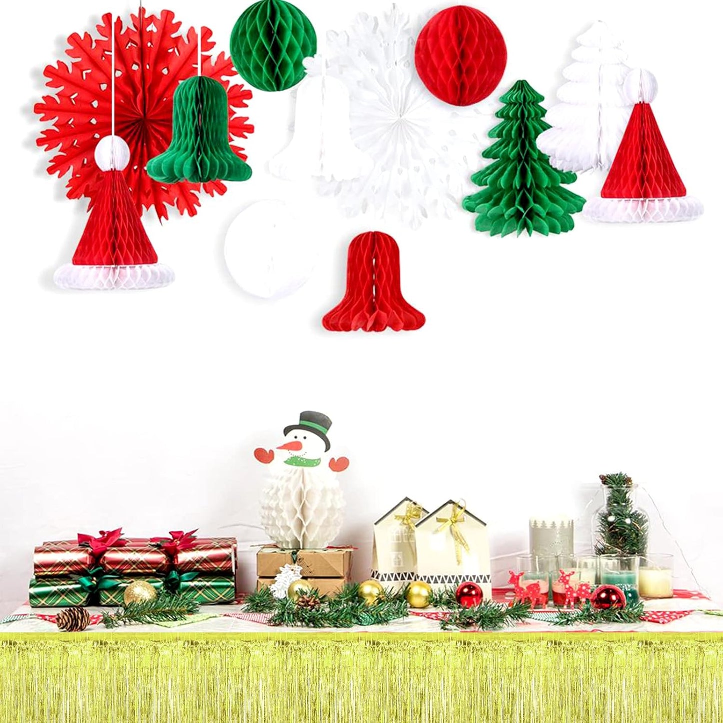 10 Pack 10 Feet Foil Fringe Garland Metallic Tinsel Streamers Banner Wall Hanging Curtain Backdrop for Parade Floats, Wedding, Disco, Birthday, Halloween, Christmas Party Decorations(Light Gold)