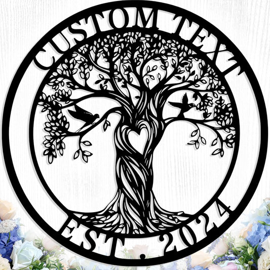 Personalized Tree of Life Metal Sign Wall Art Decor, Custom Wedding Gifts for Couples, Custom Family Name Sign, Christmas Valentine's Day Housewarming Gifts