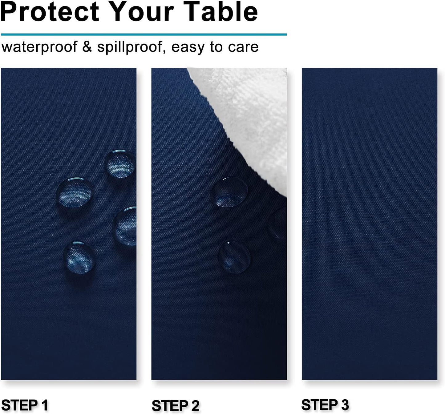 Hiasan Navy Blue Tablecloth for Rectangle Tables - Waterproof and Spillproof Washable Fabric Table Cloth for Dining Room Kitchen Party, 60 x 102 Inch