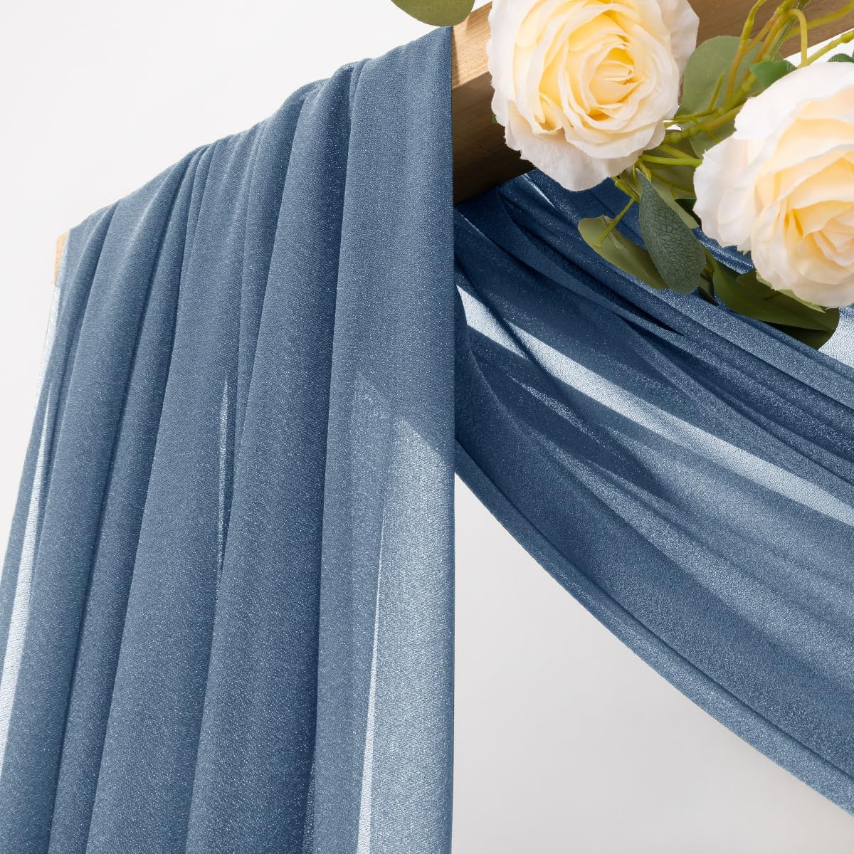 MLMC Dusty Blue Wedding Arch Draping Fabric 4 Panels 29" x 20 FT Extra Long Gauze Drapes Sheer Backdrop Curtains 6.6 Yards Outdoor Drapery Panels for Wedding Ceremony Party Ceiling Decoration