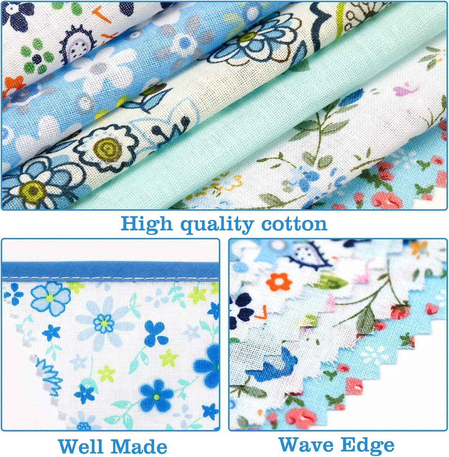 jijAcraft 39Ft Triangle Bunting Banner, 42Pcs Tea Floral Party Bunting Cotton Fabric Flags Pennant Garlands for Birthday Party, Wedding, Baby Shower, Outdoor and Home Decorations (Blue)