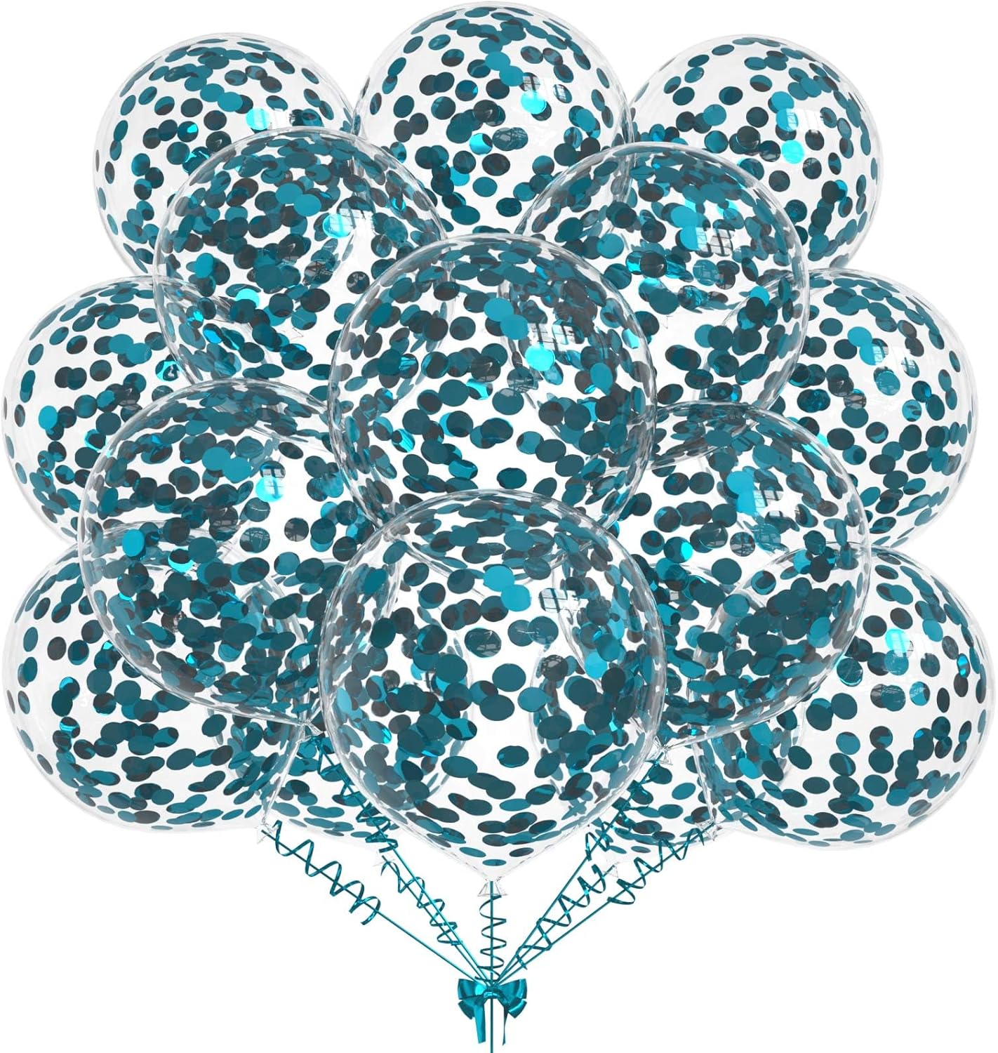 50pcs Peacock Blue Foil Confetti Balloons,12 inch Latex Balloon with Peacock Blue Confetti Inside for Birthday Family Party Wedding Party Baby Shower Decoration Supplies