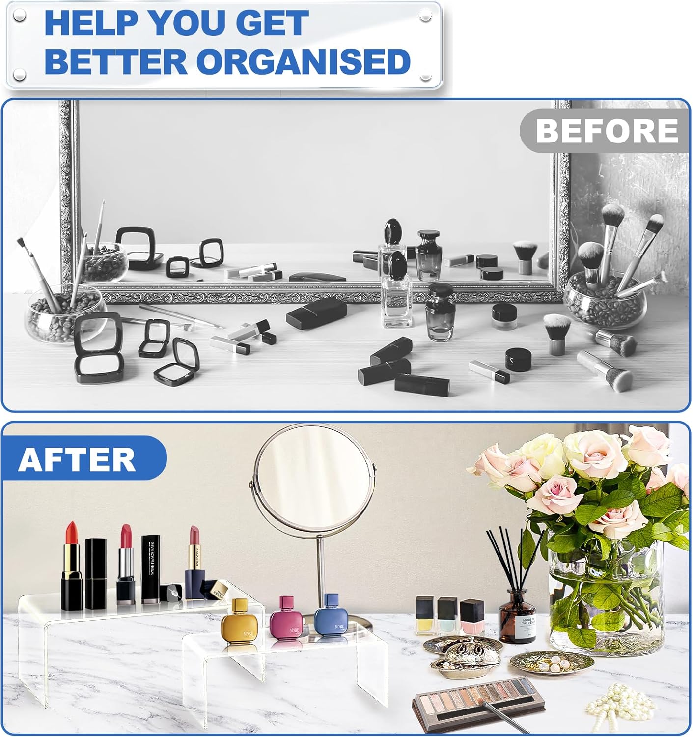 Aheroi Acrylic Risers, 20 Pcs 4 Set Display Stands, Clear Rectangular Risers for Decor, Cupcake Funko, Shoe Display (1-3-4-5-6IN)