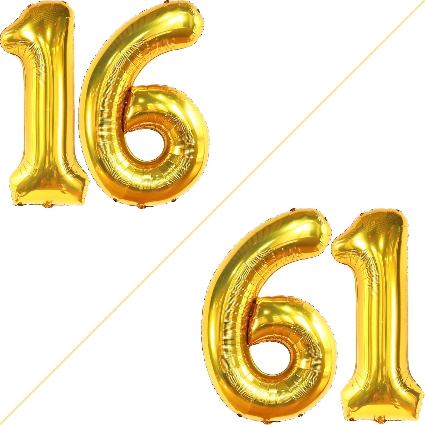 KatchOn, Giant Gold 16 Balloon Numbers - 40 Inch | Gold Number 16 Balloons for Sweet 16 Birthday Decorations | Gold Sweet 16 Balloons | Sweet 16 Balloons for Sweet 16 Party Decorations for Boys