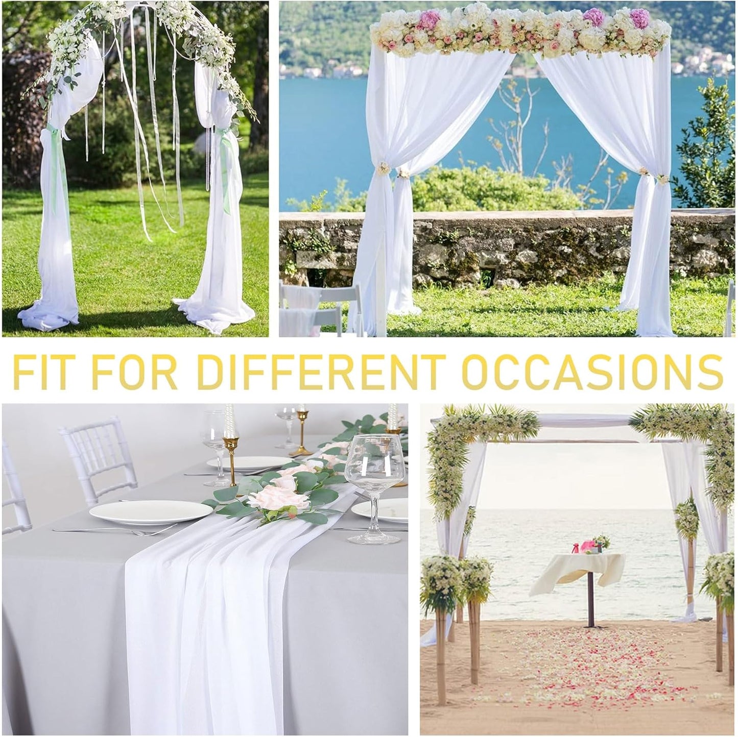 2 Panels Wedding Arch Draping Fabric White Sheer Backdrop Curtain Arch Drape for Wedding Ceremony Reception,Bridal Shower Party Decorations 28" X 19ft