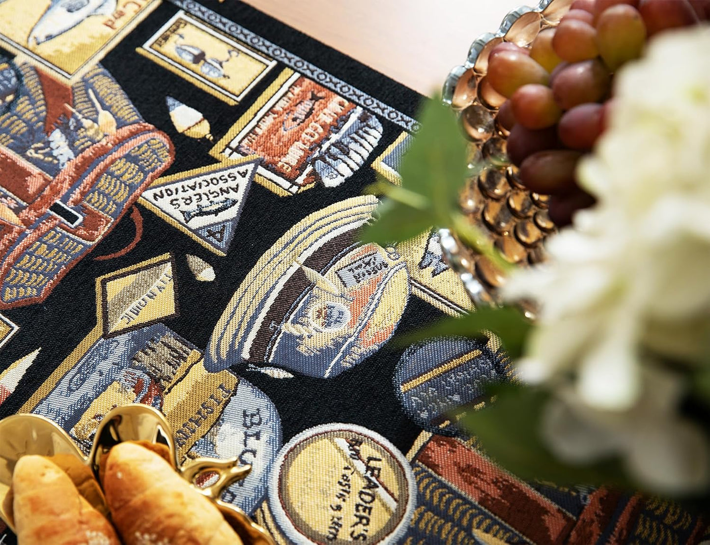 13×72 Inch Table Runner, Retro-Luxury Tassels Series for Kitchen Dining Table Holiday Decoration (Yankee Style)