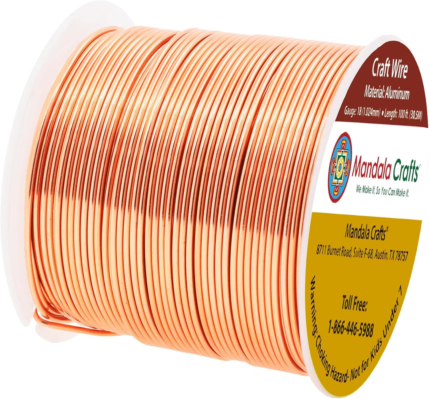 Mandala Crafts 12 14 16 18 20 22 Gauge Anodized Jewelry Making Beading Floral Colored Aluminum Craft Wire (18 Gauge, Copper)