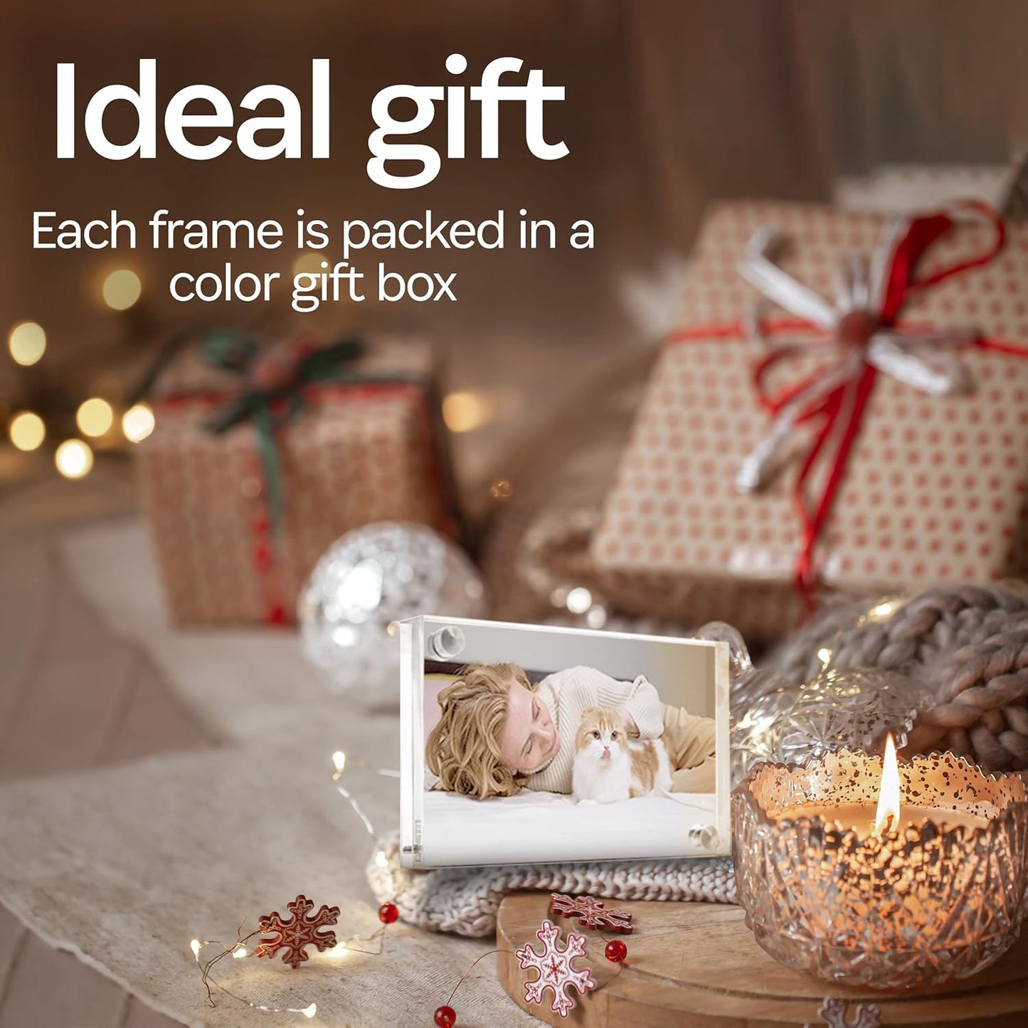 Canetti Original Magnet Picture Frame - Crystal Clear Acrylic Glass Table Top Photo Frame