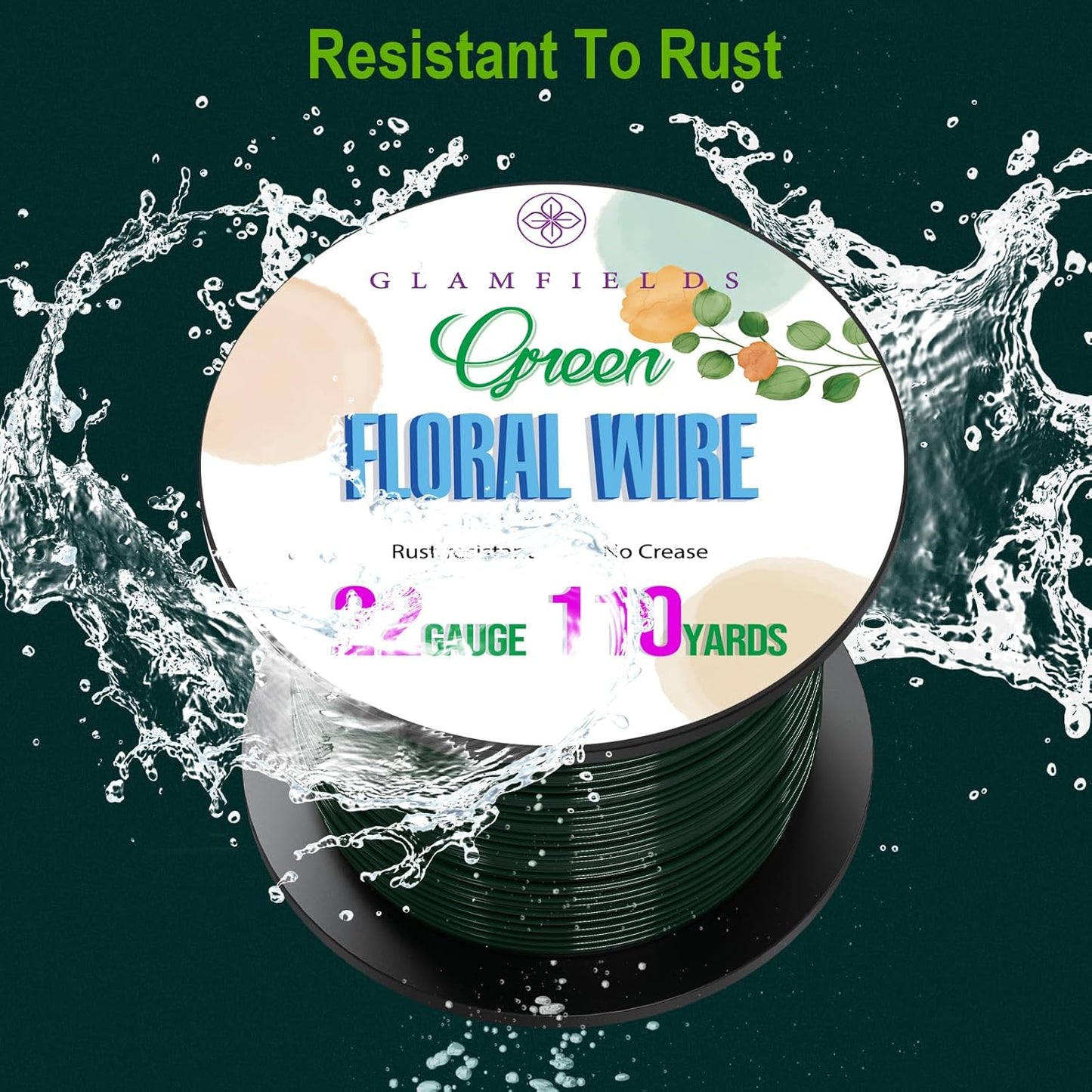 GLAMFIELDS 22 Gauge Floral Wire, 110 Yards Christmas Wire Wreath Wire Green Flexible Paddle Florist Wire for Flower, Crafts, Christmas Wreaths Tree, Wreath Frame, Garland, and Floral Arrangements