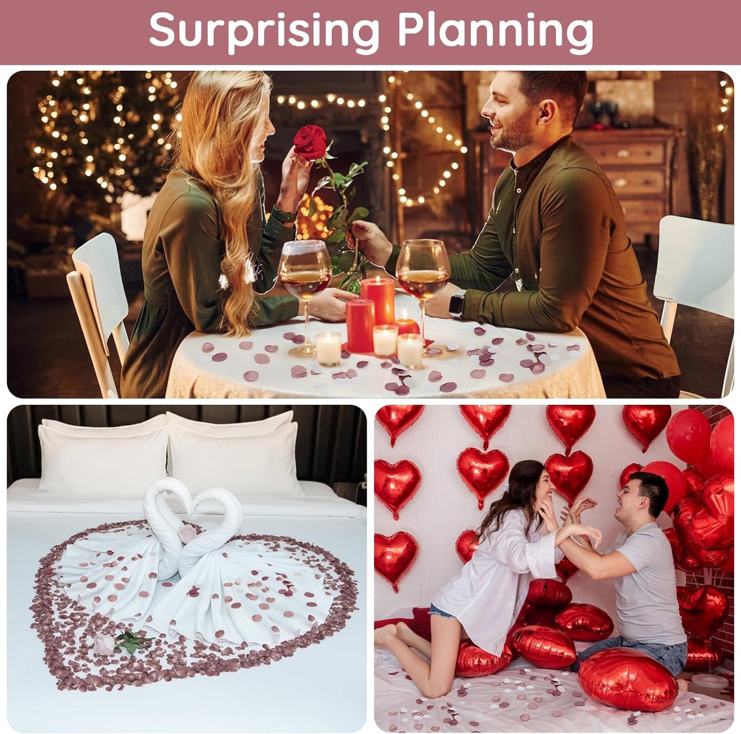 Suream 300 Pieces Silk Rose Petals, Faux Flowers Petals for Flower Girl Basket, Aisle Decorations for Wedding Ceremony, Romantic Dinner Table Centerpieces Bridal Shower Party Decor