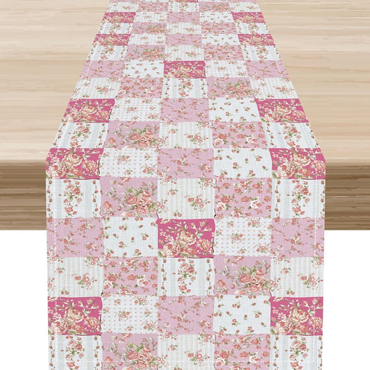 Boho Patchwork Table Runner, Vintage Farmhouse Colorful Wildflowers Bohemian Paisley Flower Table Center Decor for Home Kitchen Dining Patio Holiday Party Indoor Table Decorations, 13"x108" Inch