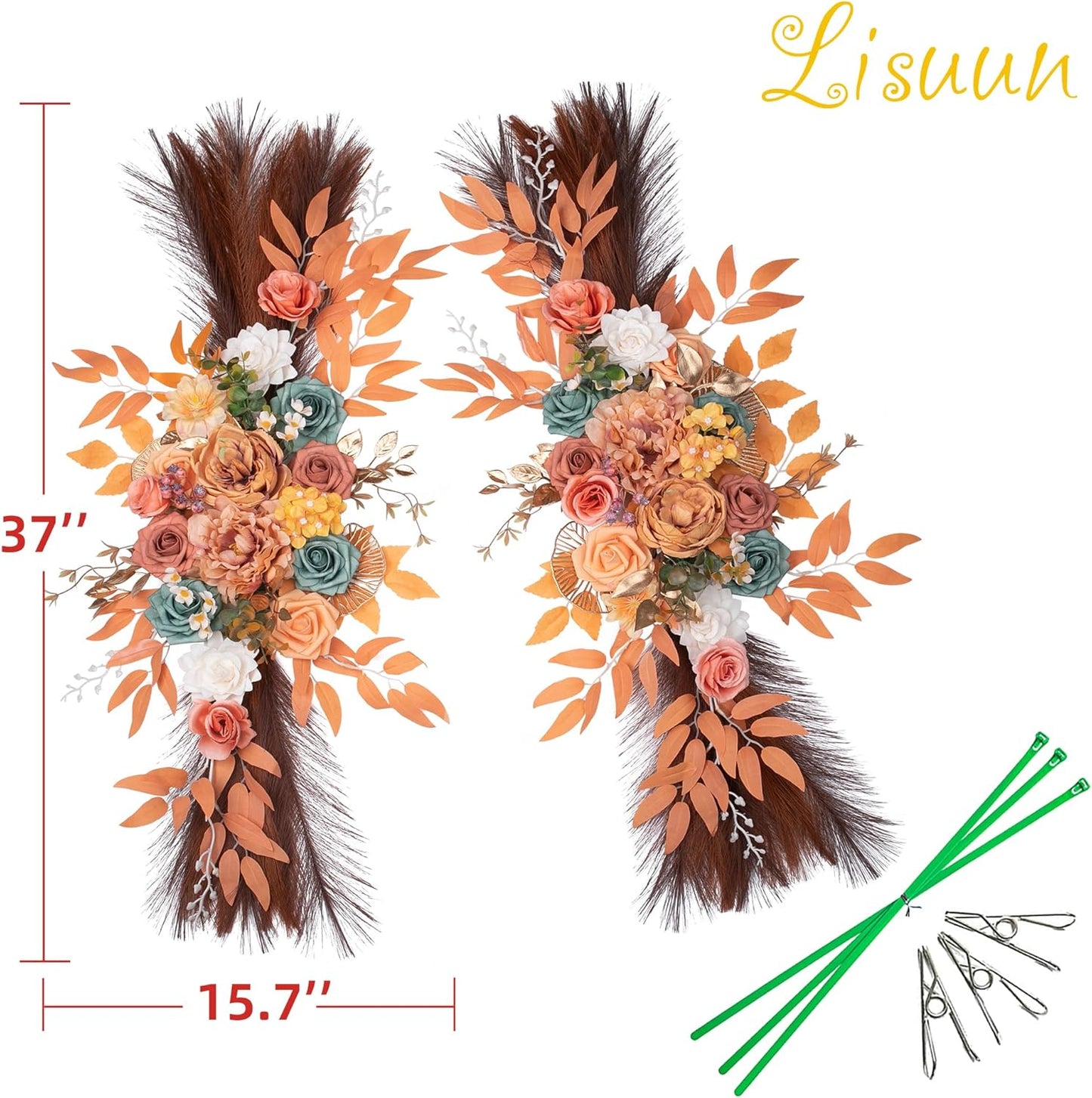 Wedding Arch Flowers, Artificial Flowers for Decoration, Large Flower Swag for Boho Styles Wedding Ceremony Floral Decor - Pack of 2