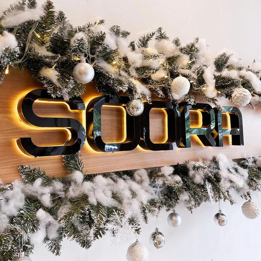 Custom Led Business Backlit Signage, Customizable 3d Laser Cut Metal Business Logo Sign For Wall, Personalized Illuminated Backlit Reverse Channel Sign For Company Office Salon Storefront Studio Cafe