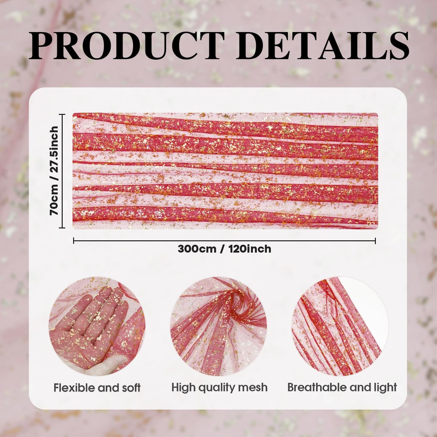 Artoid Mode 6PCS Red Gold Gauze Table Runner 120 Inch 10FT, Glitter Metallic Foil Sheer Dining Wedding Anniversary Holiday Table Decor for Home Party