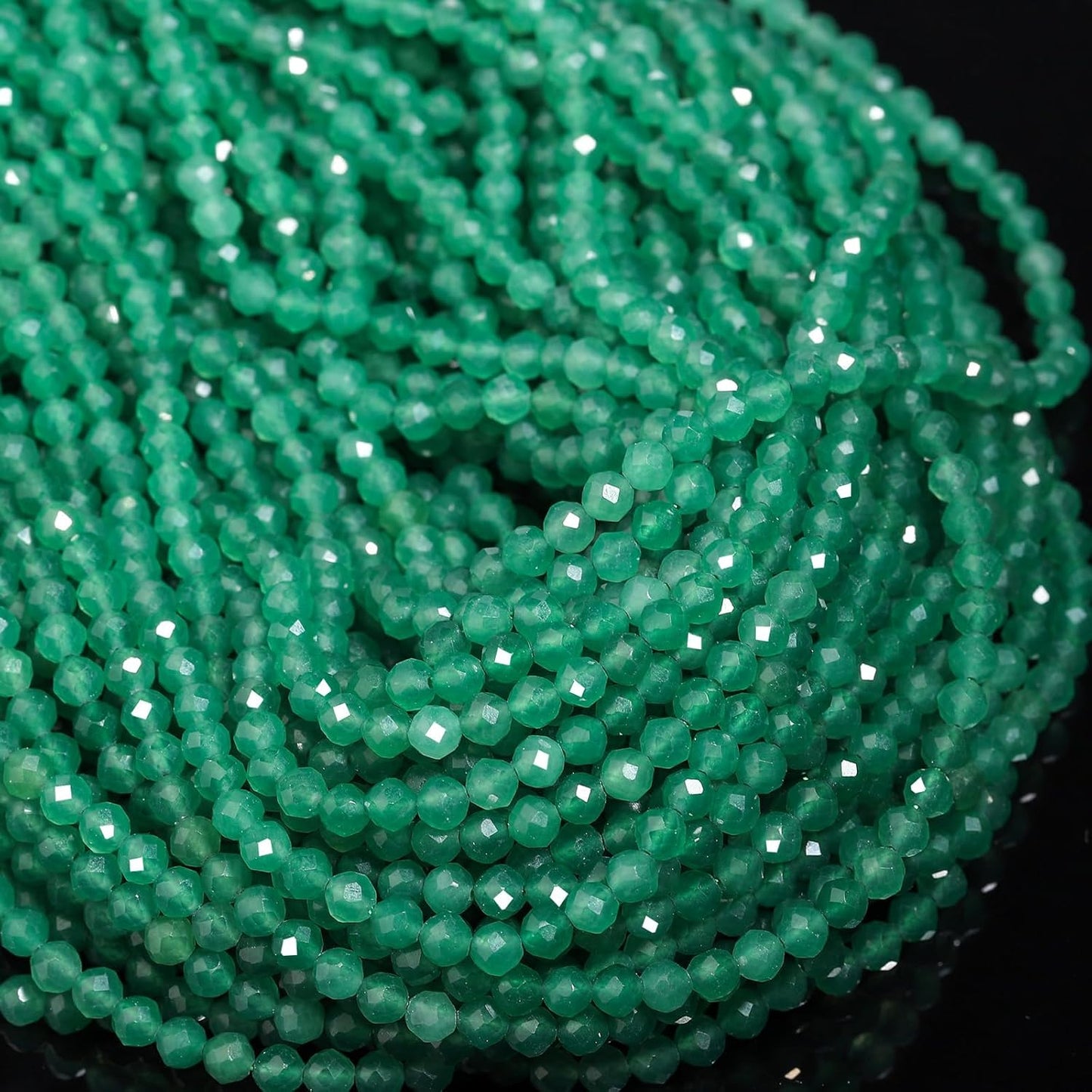 Song Xi 90pcs 4mm Natural Green Aventurine Gemstone Beads Faceted Round Loose Stone Beads for Jewelry Making