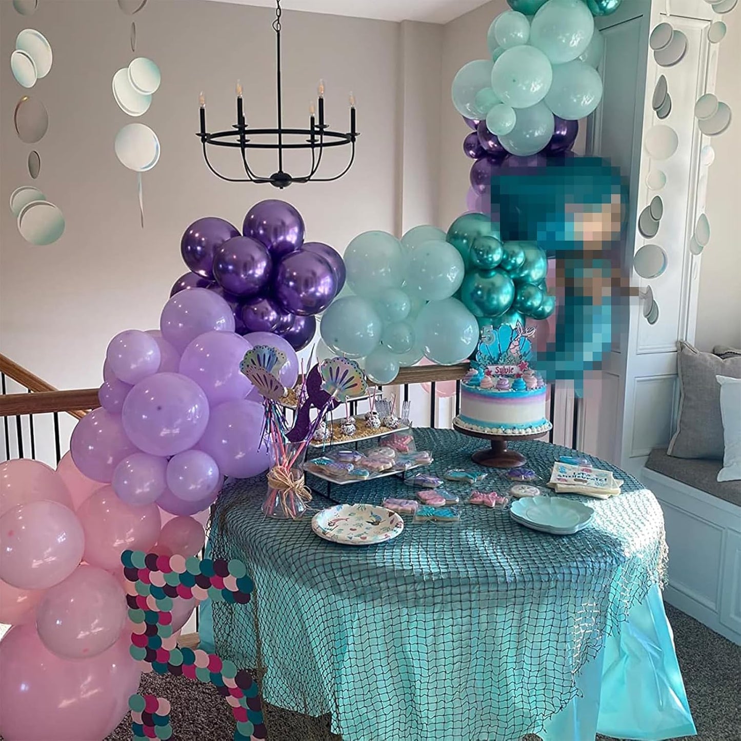 Togvu Mermaid Party Balloon Set, 60 Packs 12 Inches Metallic Purple Pink Green Blue Latex Balloons for Girls Birthday Decoration, Baby Shower, Birthday, Under The Sea Decorations QQ-5023