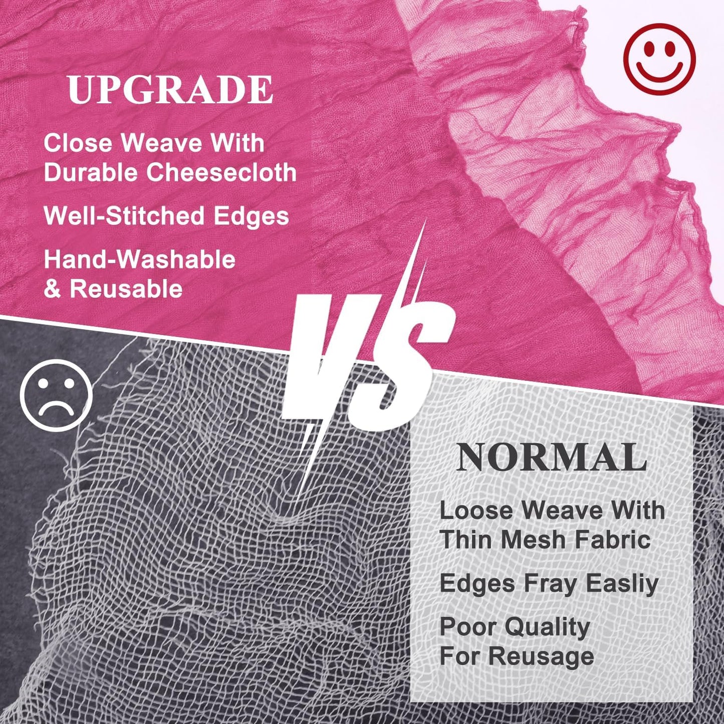 Asee'm 12pcs Cheesecloth Table Runner 120 Inches Long Deep Pink Boho Gauze Cheese Cloth Runner 10FT Rustic Sheer Table Runners for Christmas Wedding Party Baby Shower Spring Easter Decoration